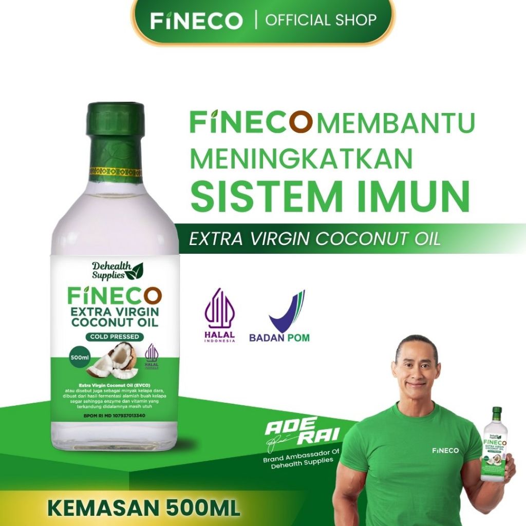 

Dehealth Supplies FINECO /EXTRA VIRGIN COCONUT OIL 500ml (Botol Kaca)