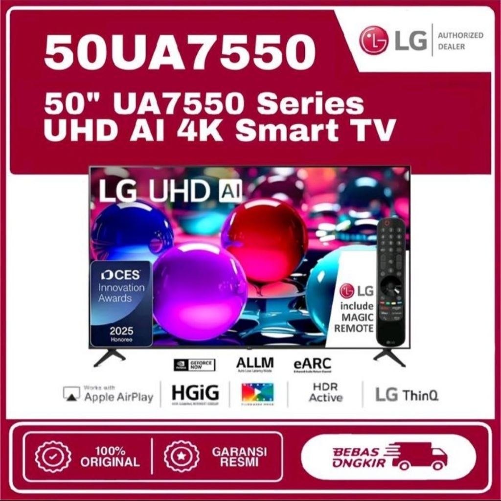 TV LED LG 50INCH SMART 50UA7550 UHD AI 4K SMART TV + MAGIC REMOTE LG 50INCH