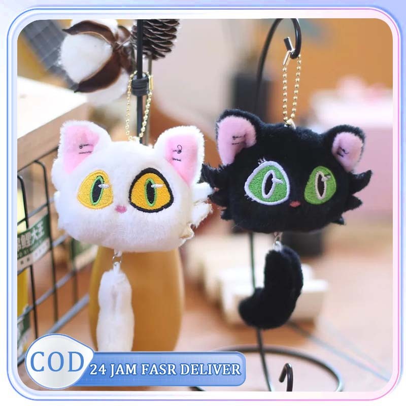 Gantungan Kunci Kucing Hitam Kucing Putih Kawaii Suzume No Tojimari Daijin Cat Keychain Tokoh Anime 