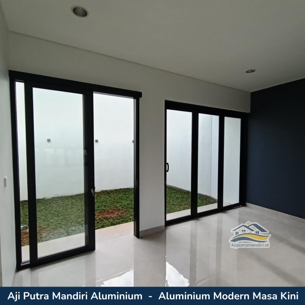 Pintu Sliding Alumunium Dacon Warna Coklat Coating Custom Berkualitas