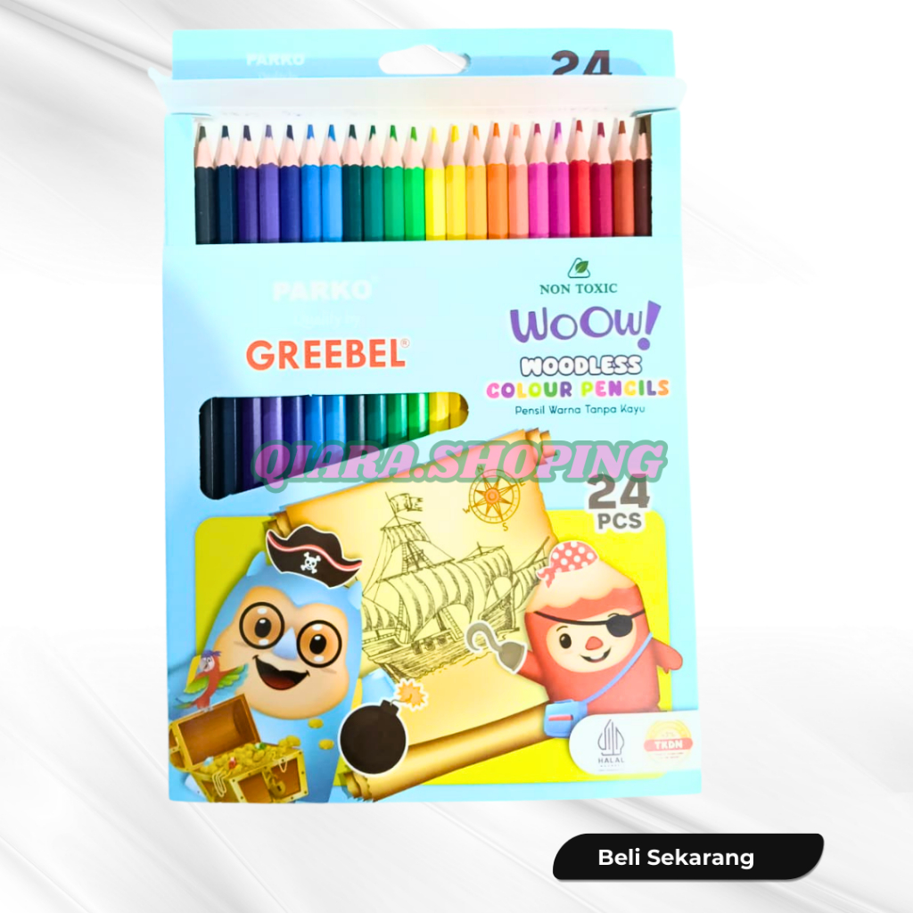 

PARKO BY GREEBEL PENSIL WARNA WOODLESS WOOW 24 WARNA PANJANG