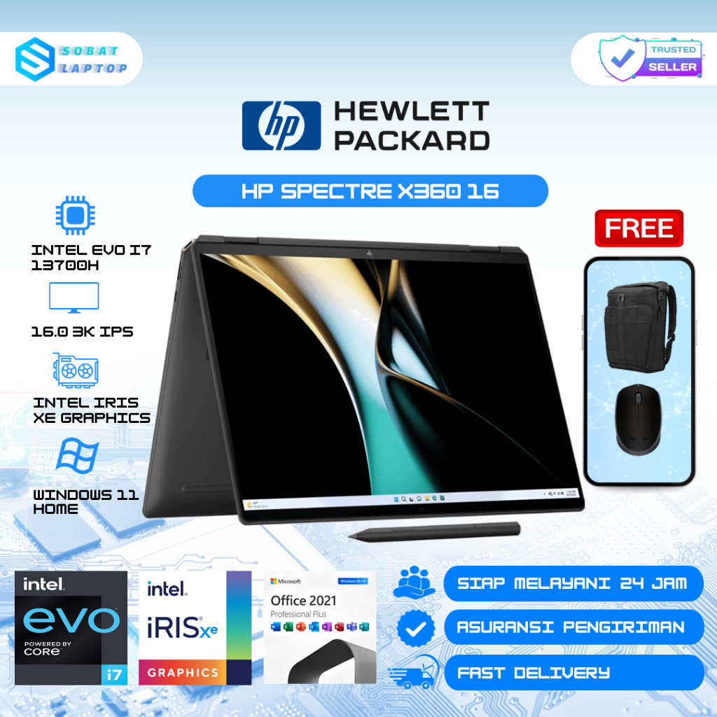 Laptop HP Spectre X360 Intel EVO Core i7 13700H 16GB 1TB SSD 3K IPS Touchsreen Win11 Nightfall Black