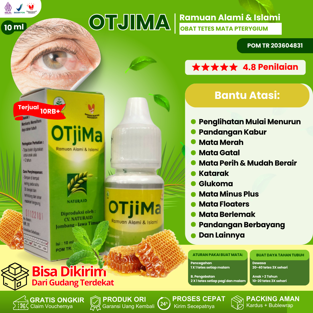 OTJIMA Obat Tetes Mata Herbal Atasi Pterigium, Selaput Putih, Mata Katarak & Pandangan Kabur