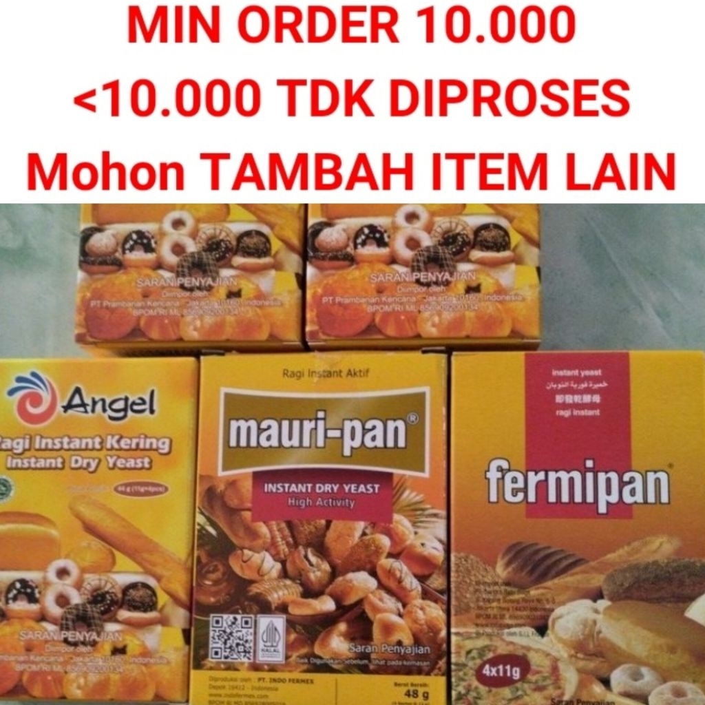 

Ragi instan instant yeast Fermipan Mauripan Angel sachet bahan baking kue