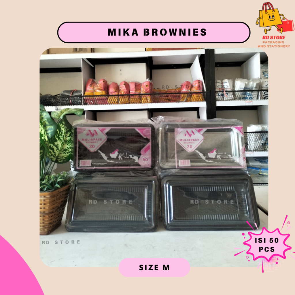 MIKA BROWNIES KOTAK M ISI 50 PCS MIKA BROWNIES DENGAN TUTUP MIKA BROWNIES SEDANG MIKA BROWNIES M