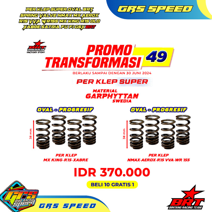GRS Per Klep Super Oval BRT Spring Valve Nmax Aerox R15 VVA WR155 Mx King R15 Old Xabre Satria FU FI