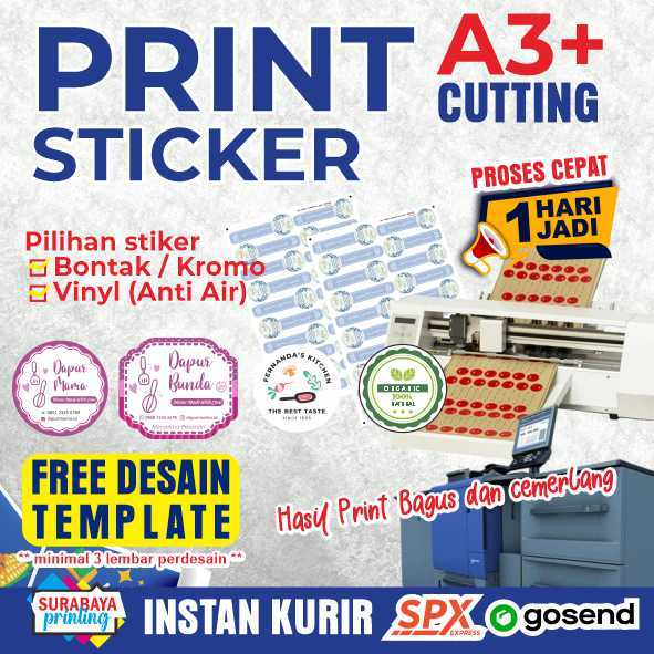 

Stiker Label Bontak / Kromo, Label Stiker anti air A3+ Cutting label stiker kemasan