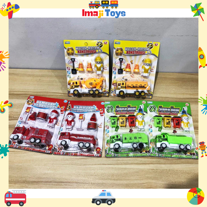 IMAJITOYS - Mobil Truk Pemadam Kebakaran / Mainan Mobil Truk Konstruksi / Mobil Truk Pengangkut Samp