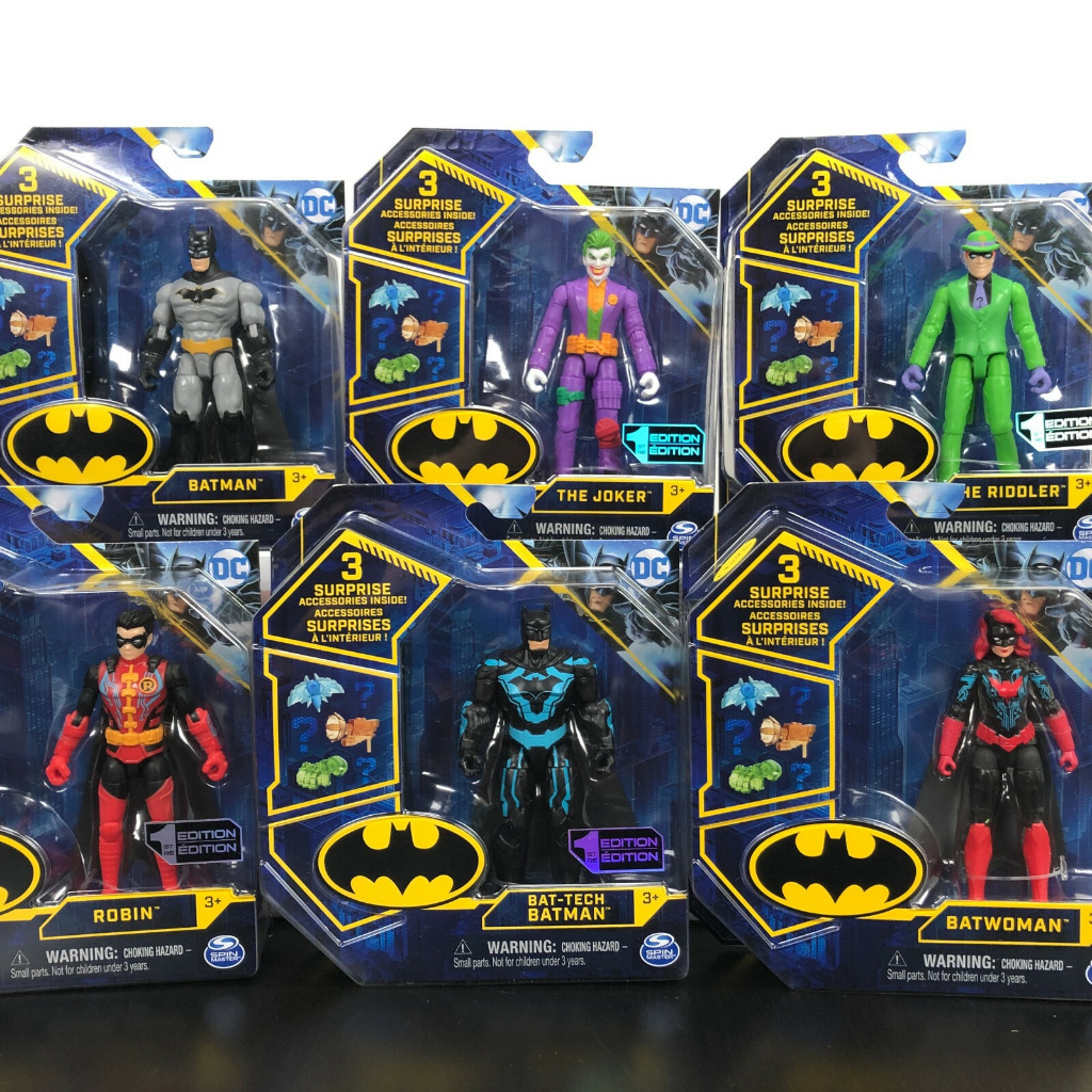 Spin Master Action Figure Dc Batman , Joker, Robin, Bat-Tech  Batman.4 inch
