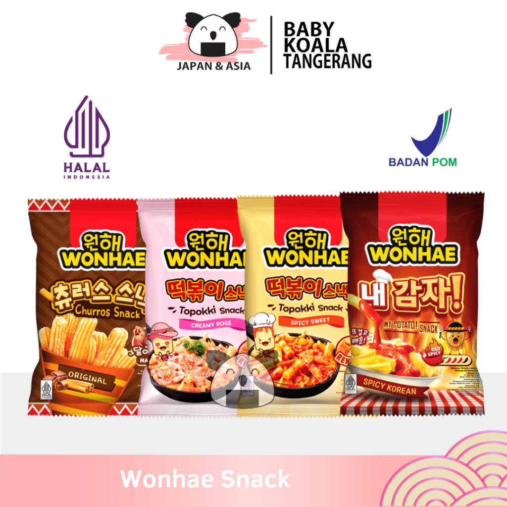 

WONHAE Topokki Potato Churros Snack Halal | Tteokbokki Snack Sweet Spicy / Creamy Rose -BKT
