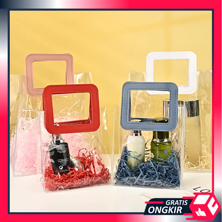 

Gratis Ongkir - 6286 Hampers Bag Transparant / Goodie Bag Handle Serbaguna / Handbag Souvenir