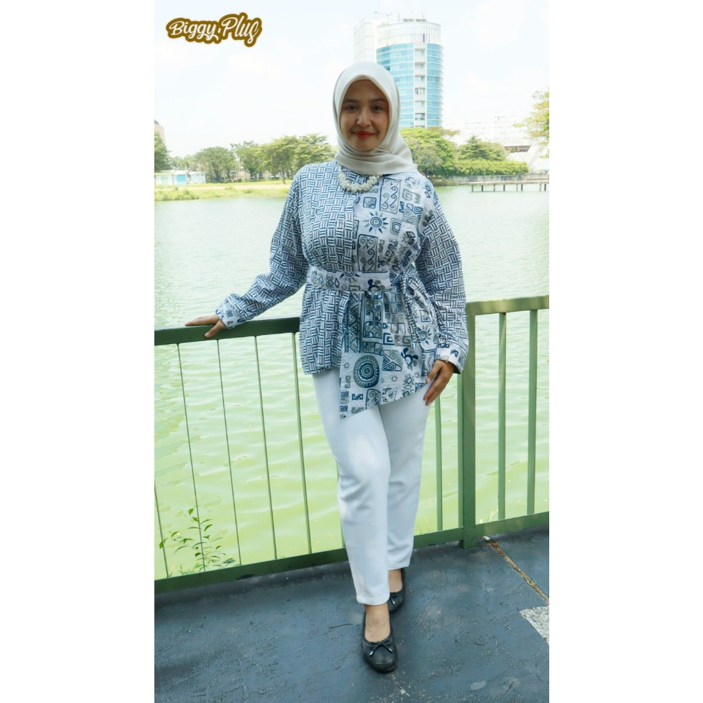 BIGGYPLUS - Kemeja Batik Alesha Jumbo Kemeja Batik Cewek Kemeja Batik Kekinian Kemeja Batik Modern K