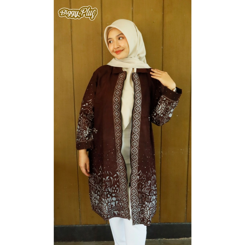 BIGGYPLUS - Tunik Batik Tiara Jumbo Tunik Cewek Kekinian  Baju Batik Modern Bigsize 3XL LD 120 4XL L