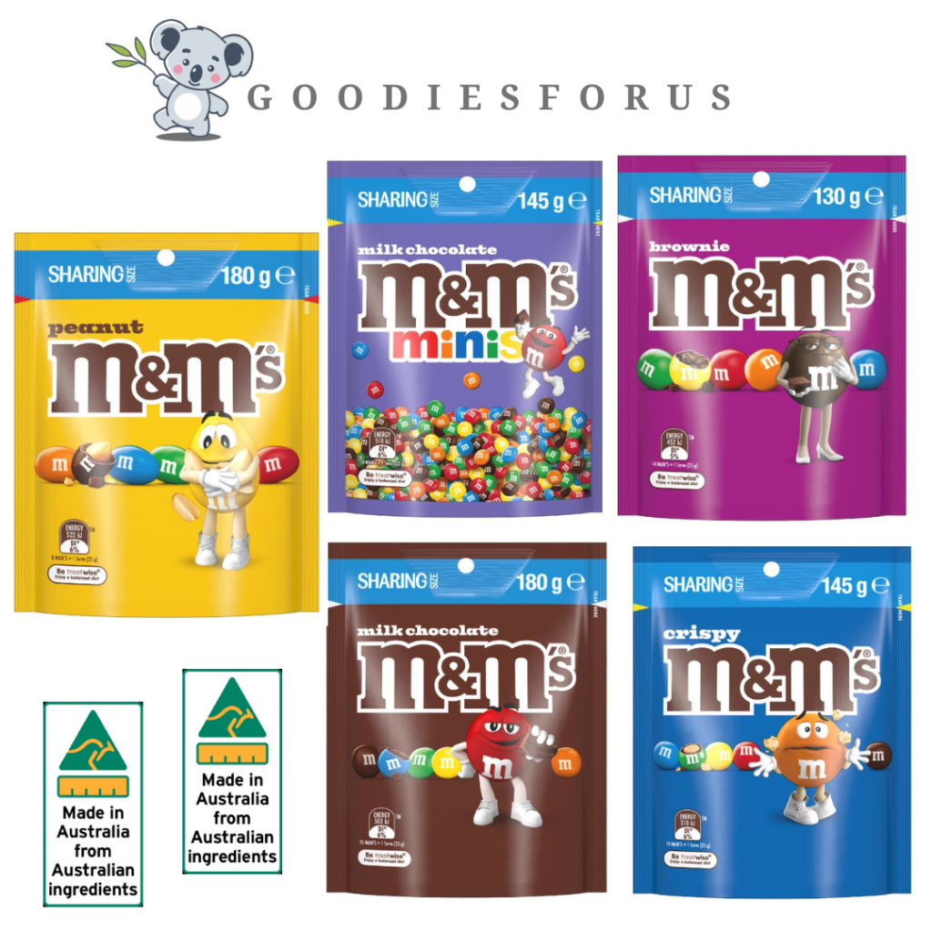 

M&M Milk Peanut Cripsy Minis Chocolate Share Pack/M&M Australia Logo Halal