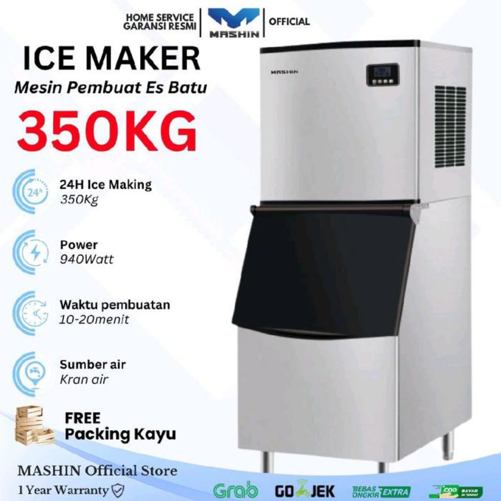 HICON HZB-350 ICE CUBE MAKER 350KG PERHARI MESIN PEMBUAT ES BATU ICE MAKER MACHINE
