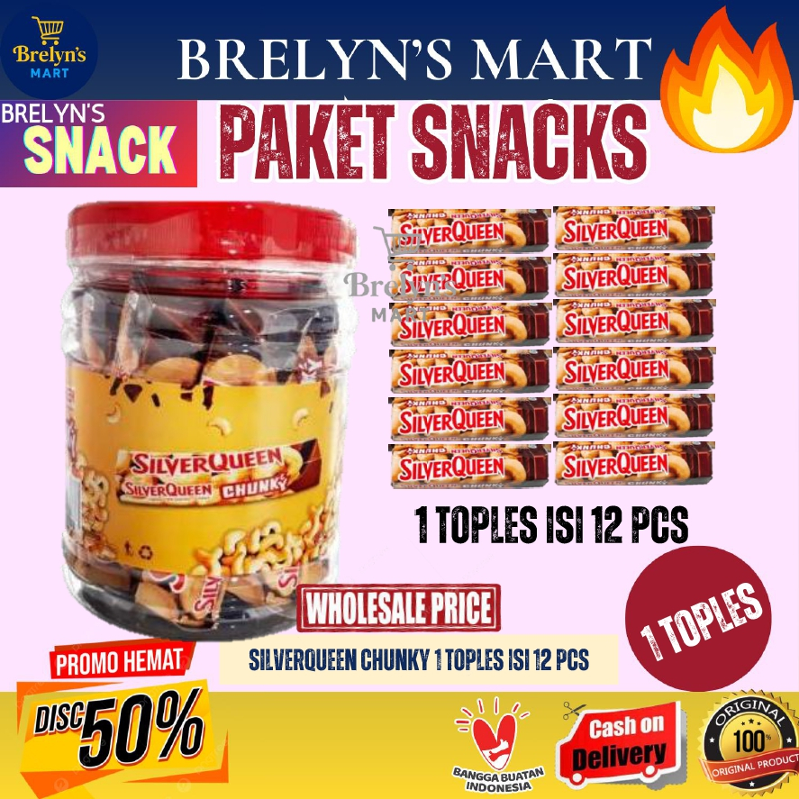 

(1TOPLES ISI 12 PCS) Silverqueen Chunky Bar 12 Pcs - 1 TOPLES harga termurah dan hemat