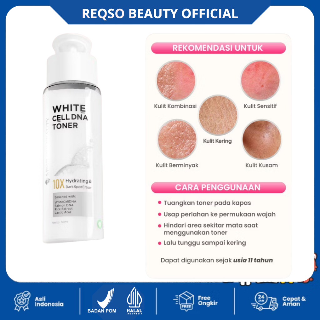 MS GLOW Toner White Cell DNA untuk Kulit Kusam dan Flek Hitam