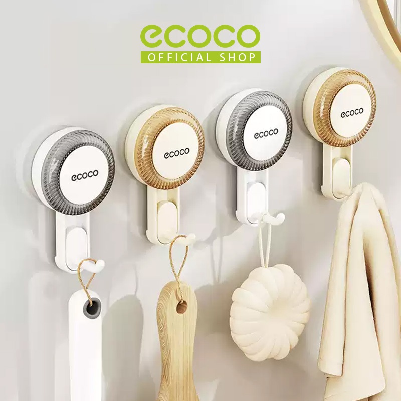 ECOCO Suction Single Hook - Pengait Tempel Tunggal, Gantungan Simpel, Gantungan Dinding Vakum, Kait 
