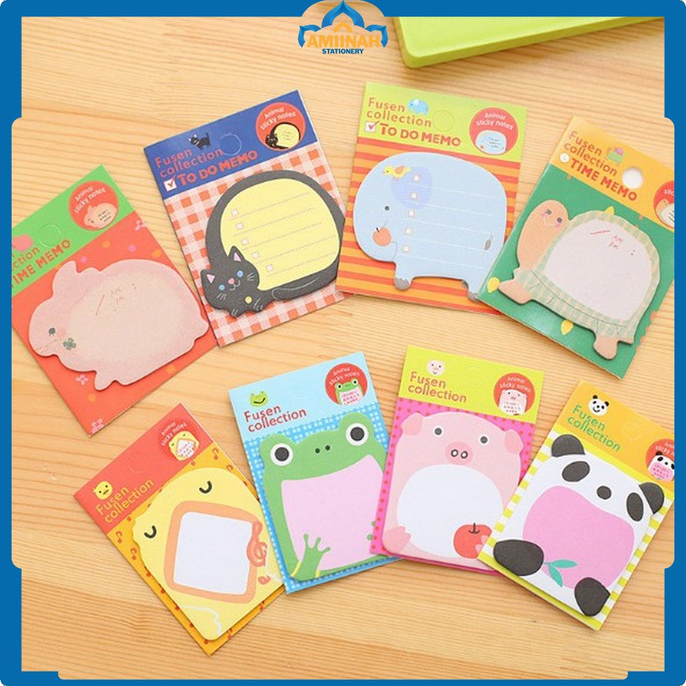 

Catatan Memo Note Karakter Animal Lucu Unik Sticky Notes Motif Binatang Tempelan Kertas Amiinah Stationery A3