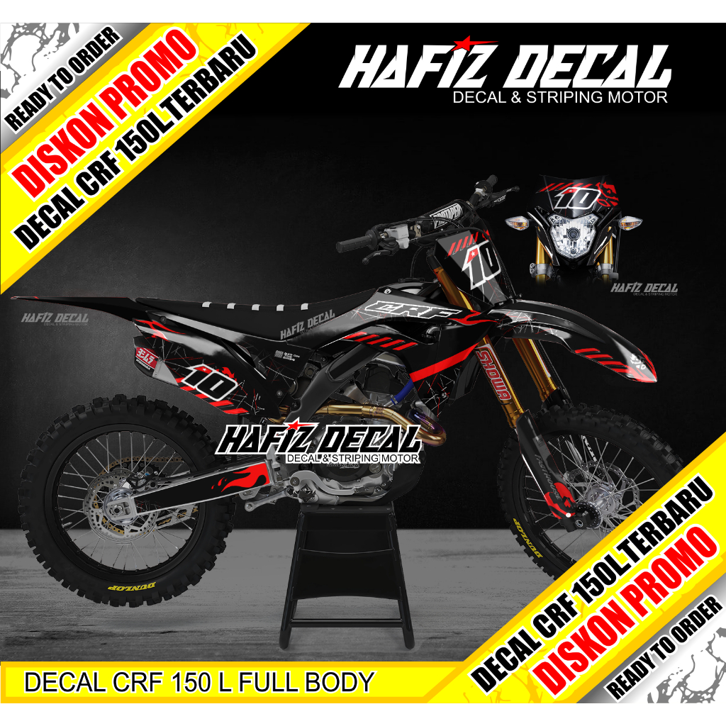 DECAL CRF HITAM, DECAL CRF 150 HITAM, DECAL CRF 150 L HITAM, DECAL CRF 150L HITAM, STIKER CRF HITAM