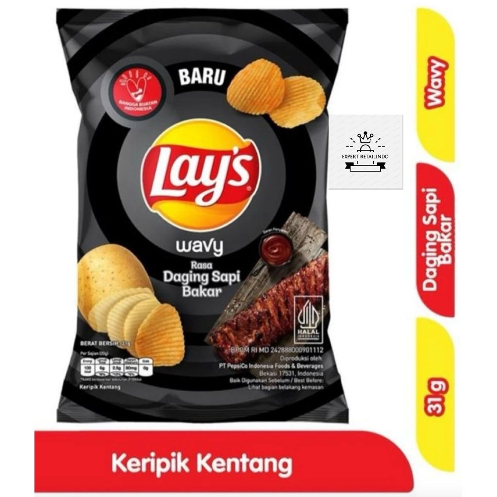 

Lays Wavy Keripik Kentang Rasa Daging Sapi Bakar (31 Gr)