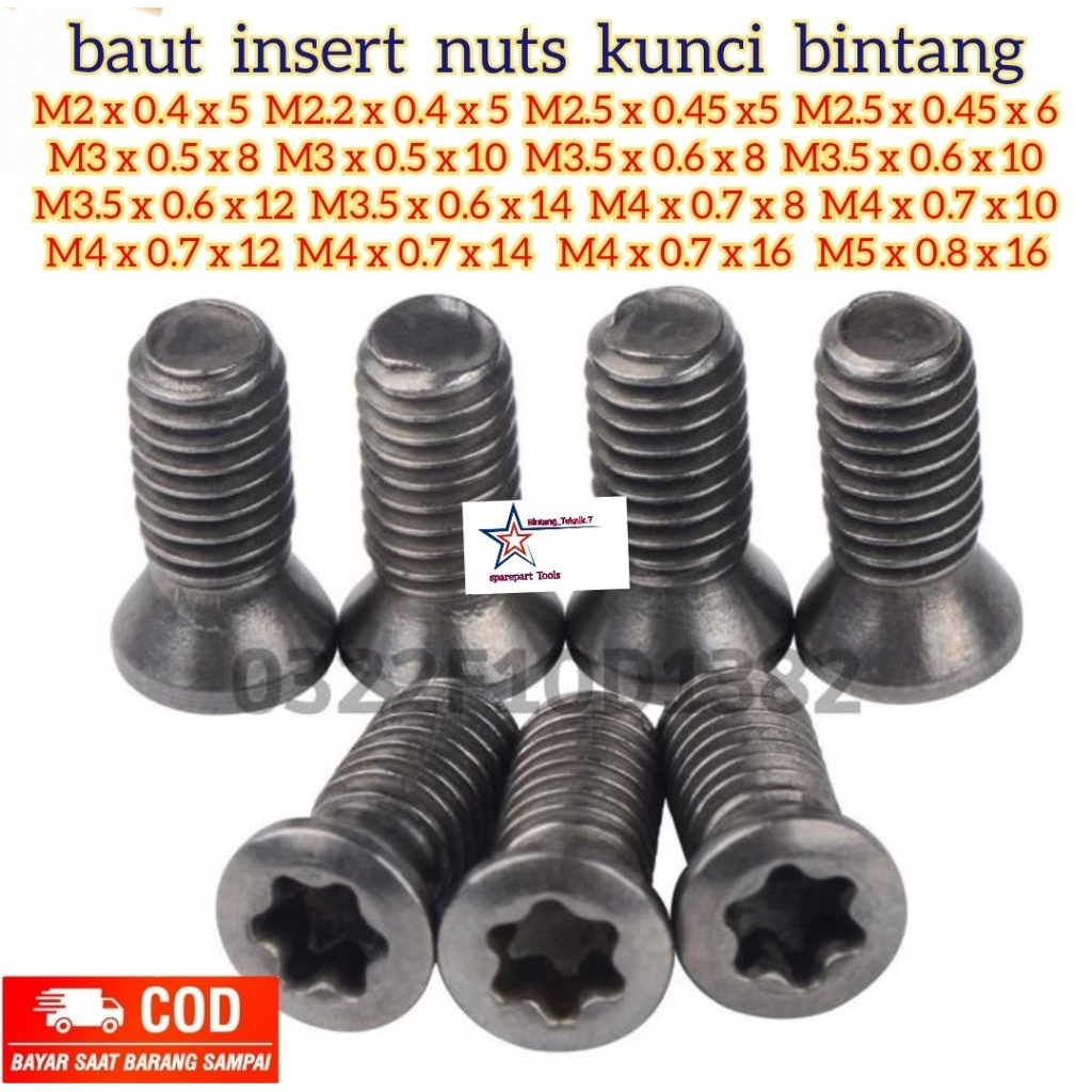 baut insert nuts kunci bintang M2 M2.2 M3 M3.5 M4 M5