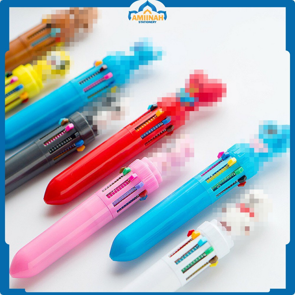 

Pulpen Kartun 10 Warna Pen Warna Warni Bolpoin Karakter Lucu Pena Karakter Rainbow Amiinah Stationery A13