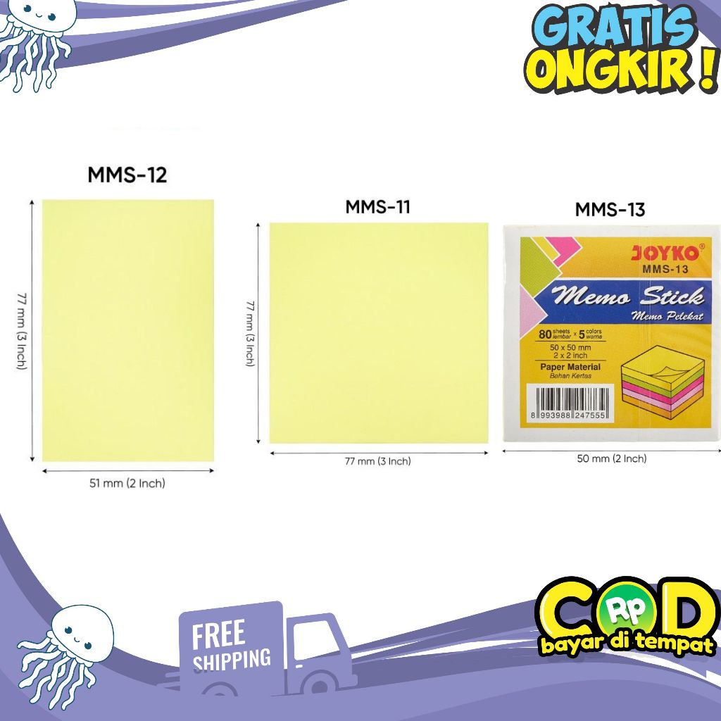 

(PACK) Kertas Memo Stick Tempel 5 Warna JOYKO