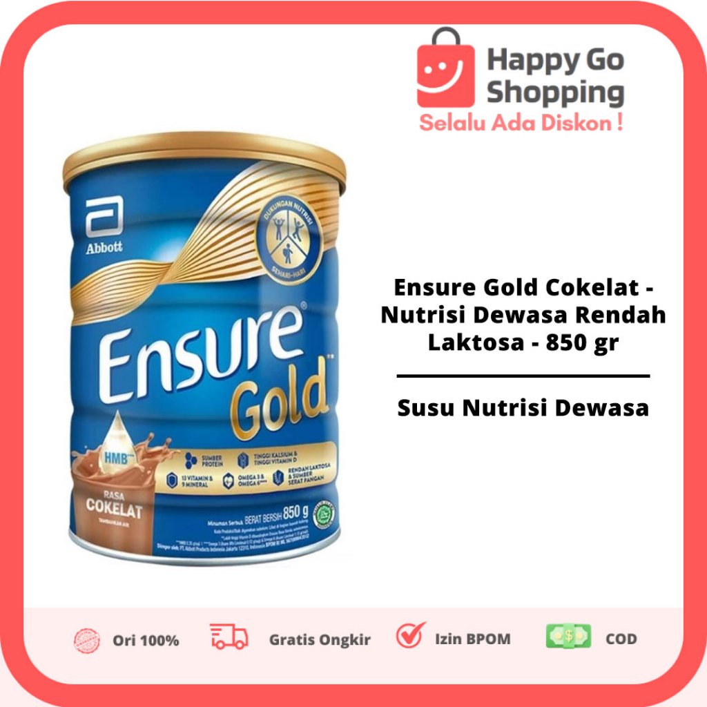 

Ensure Gold Cokelat - Nutrisi Dewasa Rendah Laktosa - 850 gr