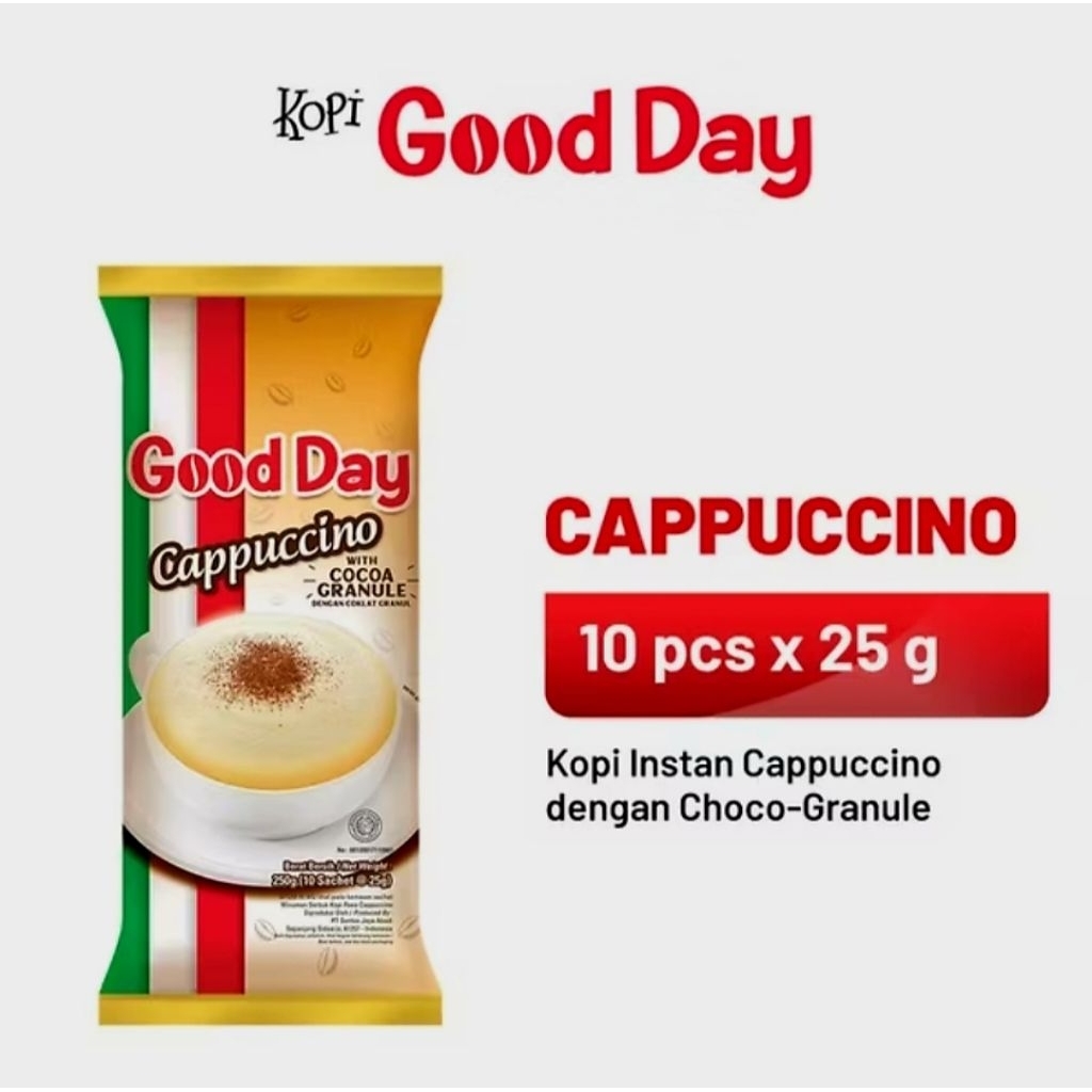 

Good Day Cappuccino dengan choco granule 1 pack (10 × 25 gr) | Mom Happy Store