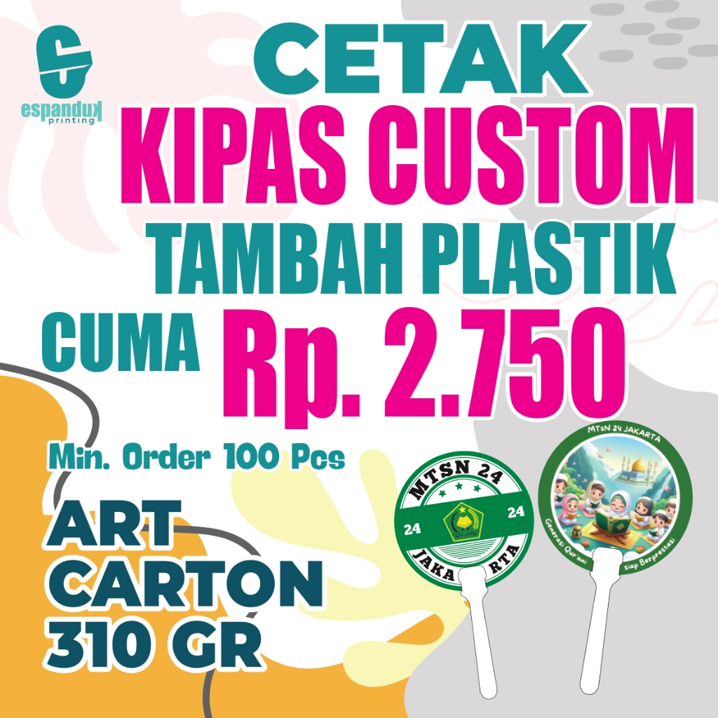 Kipas Bulat, Kipas Custom, Kipas Custom 2 Sisi, Kipas Custom Murah Dengan Plastik