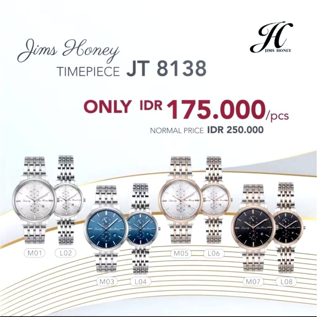 JIMS HONEY - JT 8138 - Jam Tangan Couple Cewe Dan Cowo