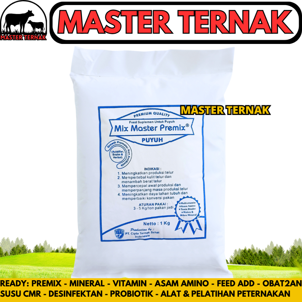 MIX MASTER PREMIX PUYUH 1 KG - Suplemen Pakan Pemacu Produksi & Kualitas Telur Burung Puyuh Petelur