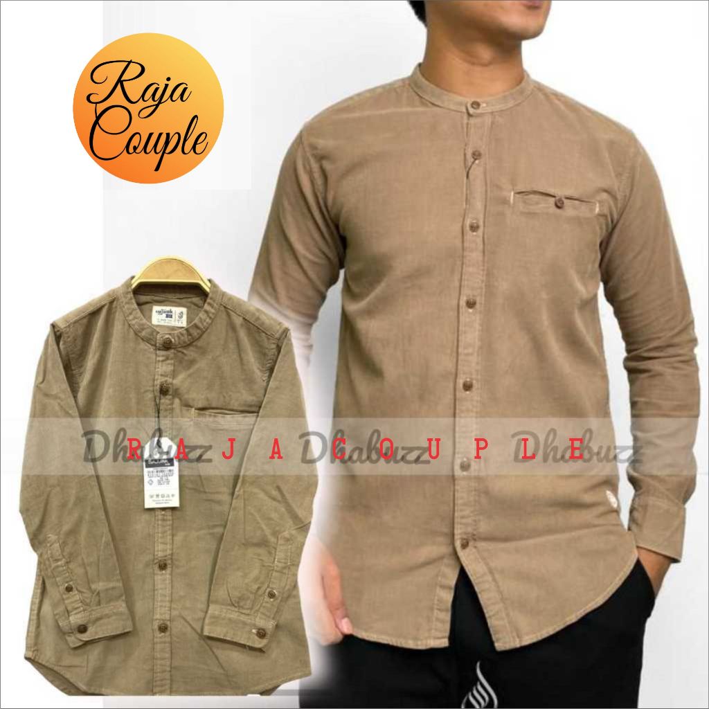 [ SAJUAK CORDUROY PREMIUM ] LT BROWN ECRU KEMEJA KOKO COUPLE AYAH ANAK ORIGINAL SAJUAK