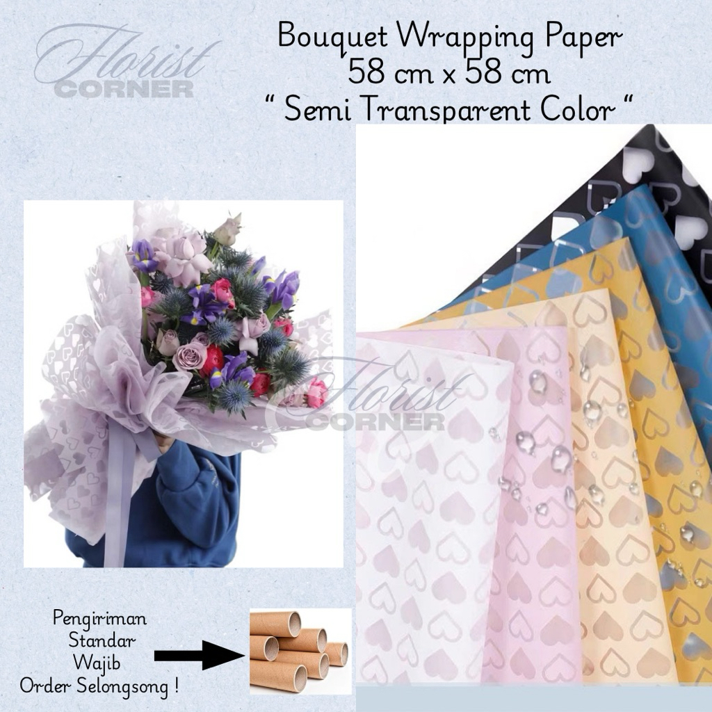 

[ Per Pack ] Kertas Buket Bunga Motif Love / Cellophane Flower Wrapping