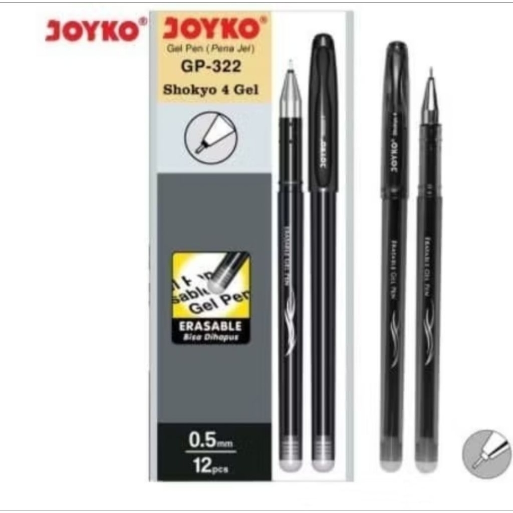 

GEL PEN GP-322 SHOKYO 4 GEL [ PENA BISA DIHAPUS ]tinta hitam