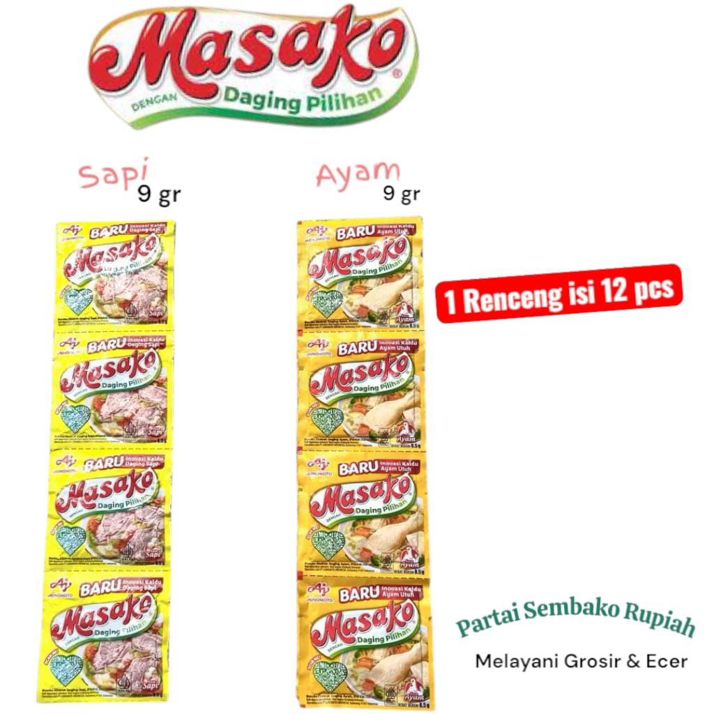 

Masako Bumbu Kaldu Penyedap Rasa Ayam/Sapi Renceng (36 pcs) Termurah dan Terlaris
