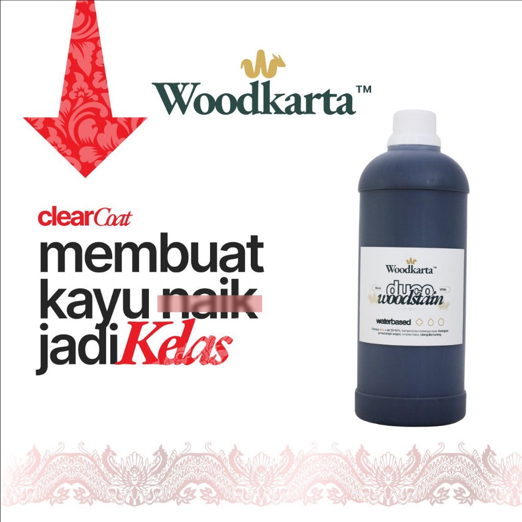 Woodkarta Cat duco black cat duco putih waterbased politur hitam putih top coating cat kayu