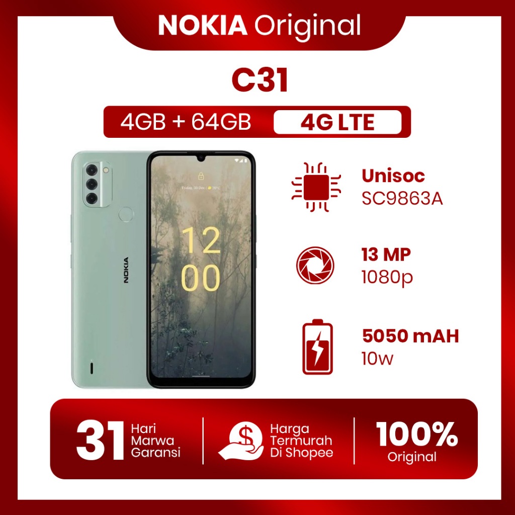 Nokia C31 4/64GB FullSet Original Second Garansi 100% Normal Tanpa Kendala