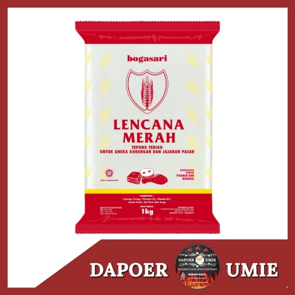

LENCANA MERAH Tepung Terigu 1 Kg – Tepung Serbaguna untuk Kue, Gorengan, Biskuit, Jajanan