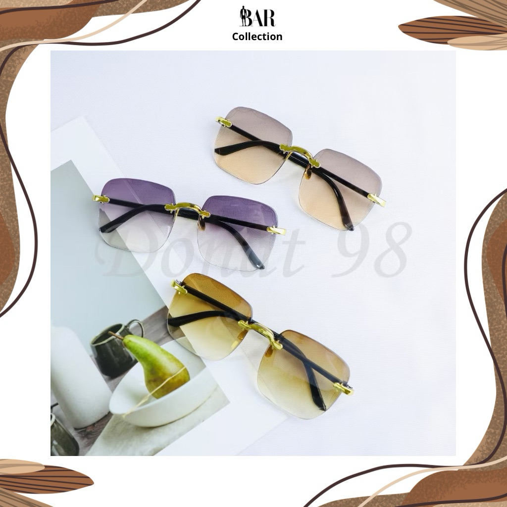 Kacamata Hitam Wanita Fashion Tanpa Bingkai Kacamata