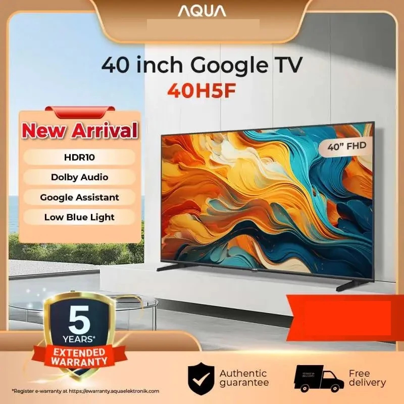 [INSTANT KURIR] AQUA 40 Inch Google TV FHD HDR | Smart TV | Digital TV | 40H5F | Browser/Netflix/You