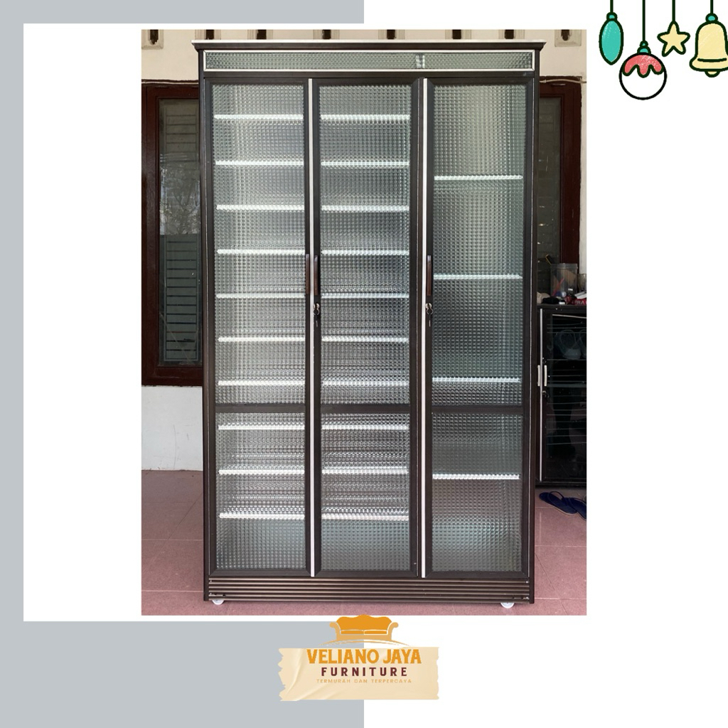 Rak Sepatu + Tempat Helm // Bahan Alumunium & Kaca