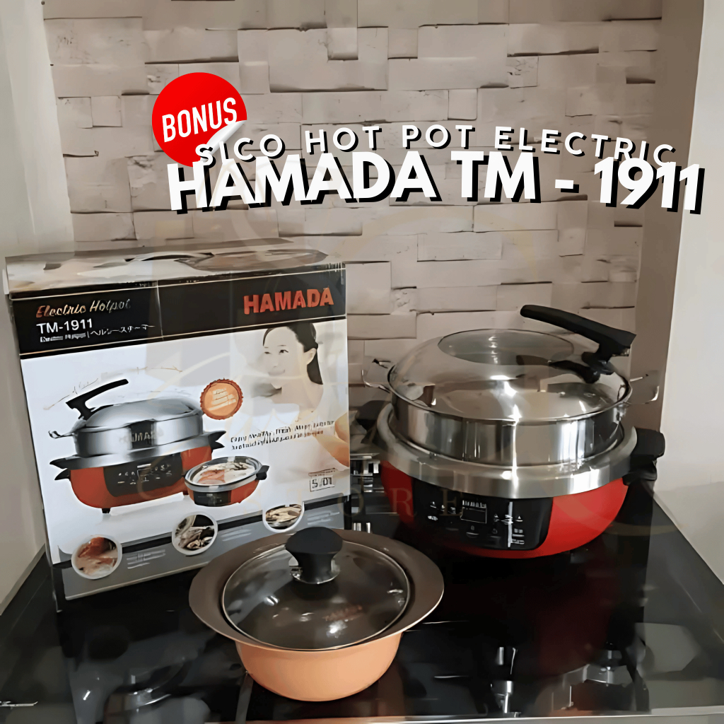 SICO | Electric Hot Pot HAMADA TM-1911 5 Liter Made in Korea Stainless Steel Multifungsi / Steamer K