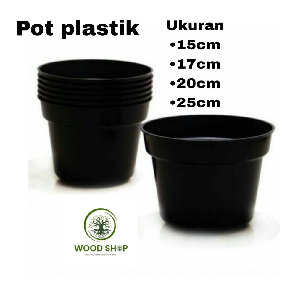 Pot bunga bahan plastik ukuran 15-17-20-25cm
