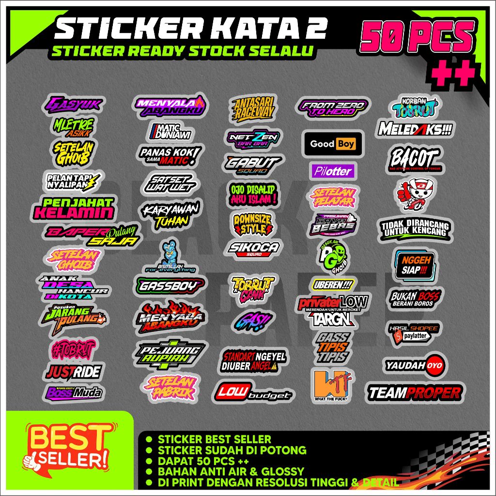 

Stiker kata kata viral 50 lembar sudah cutting anti air