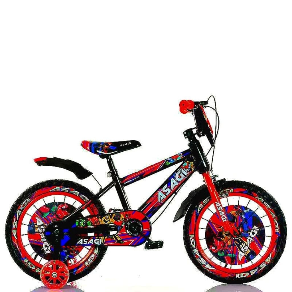 Sepeda BMX UKURAN 16 " boy  Ban POMPA Karet untuk anak 5 sd.7 thn  roda bantu lengkapSESUAI GAMBAR  