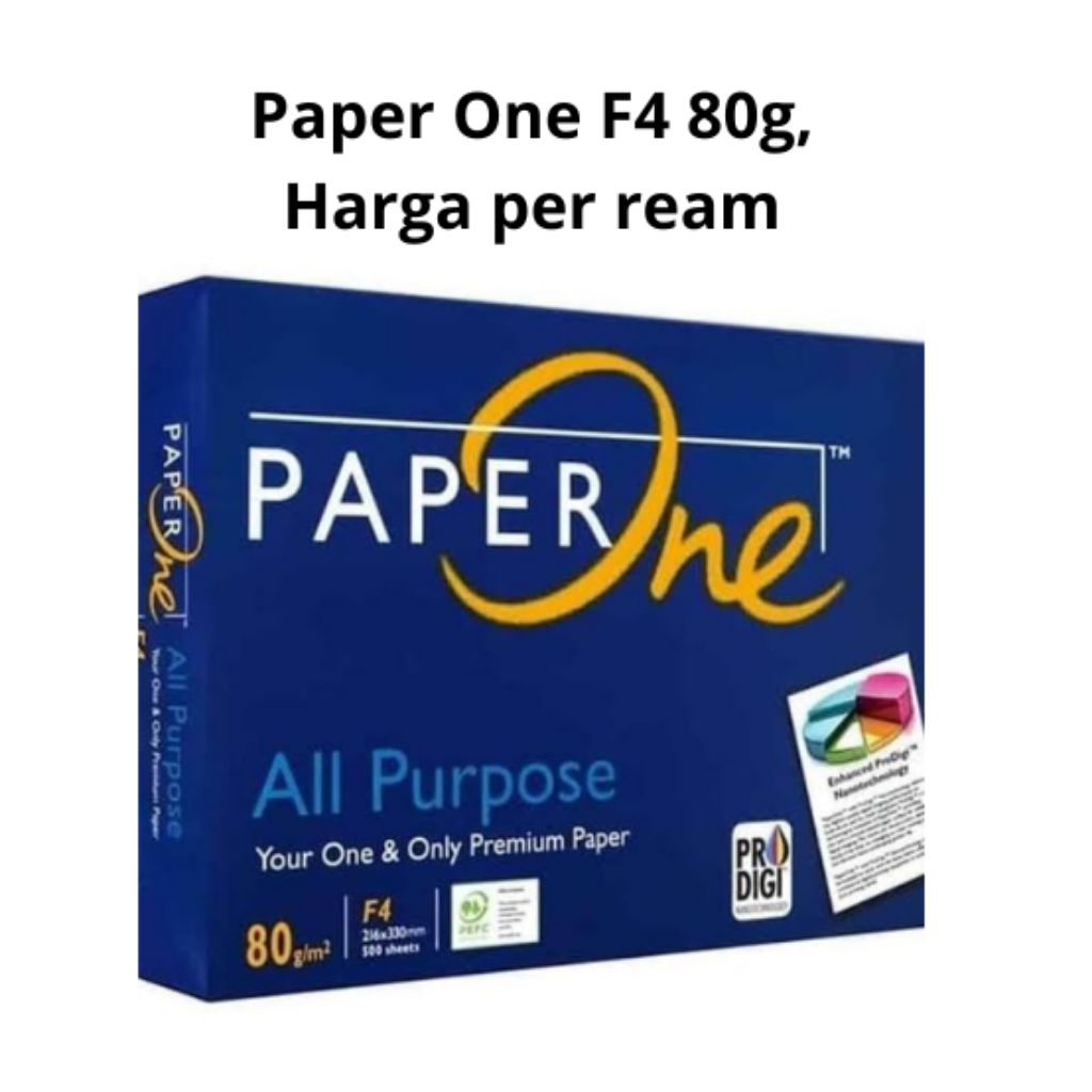 

Kertas HVS Paper one F4 80 gram, harga per Ream, (Khusus Instant)