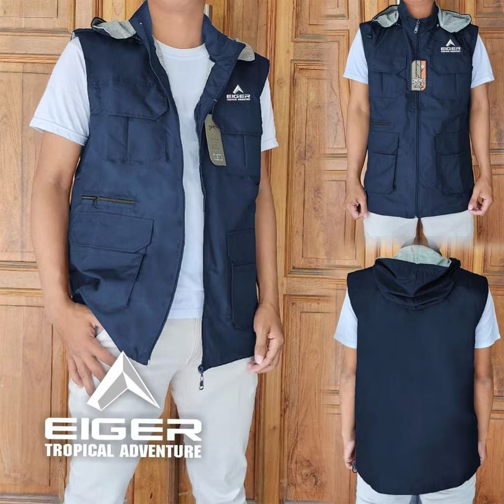 Jaket Rompi EIGE TROPICAL ADVENTURE Kantong Pria wanita keren Distro Ready Size M sampe 3Xl || JAKET