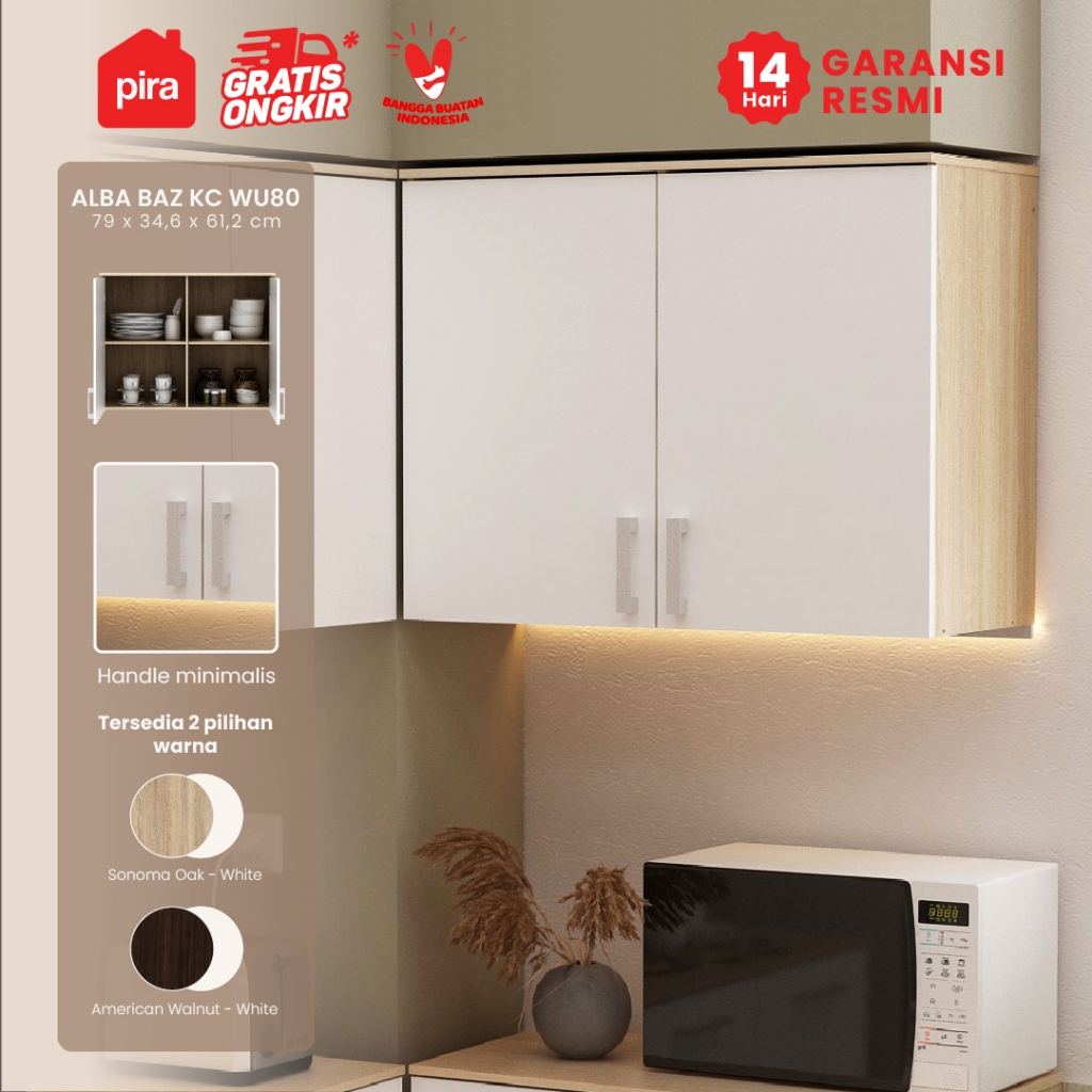 Pira Metropolis - Alba BAZ KC WU80 Rak Dapur Gantung / Rak Dinding 2 Pintu